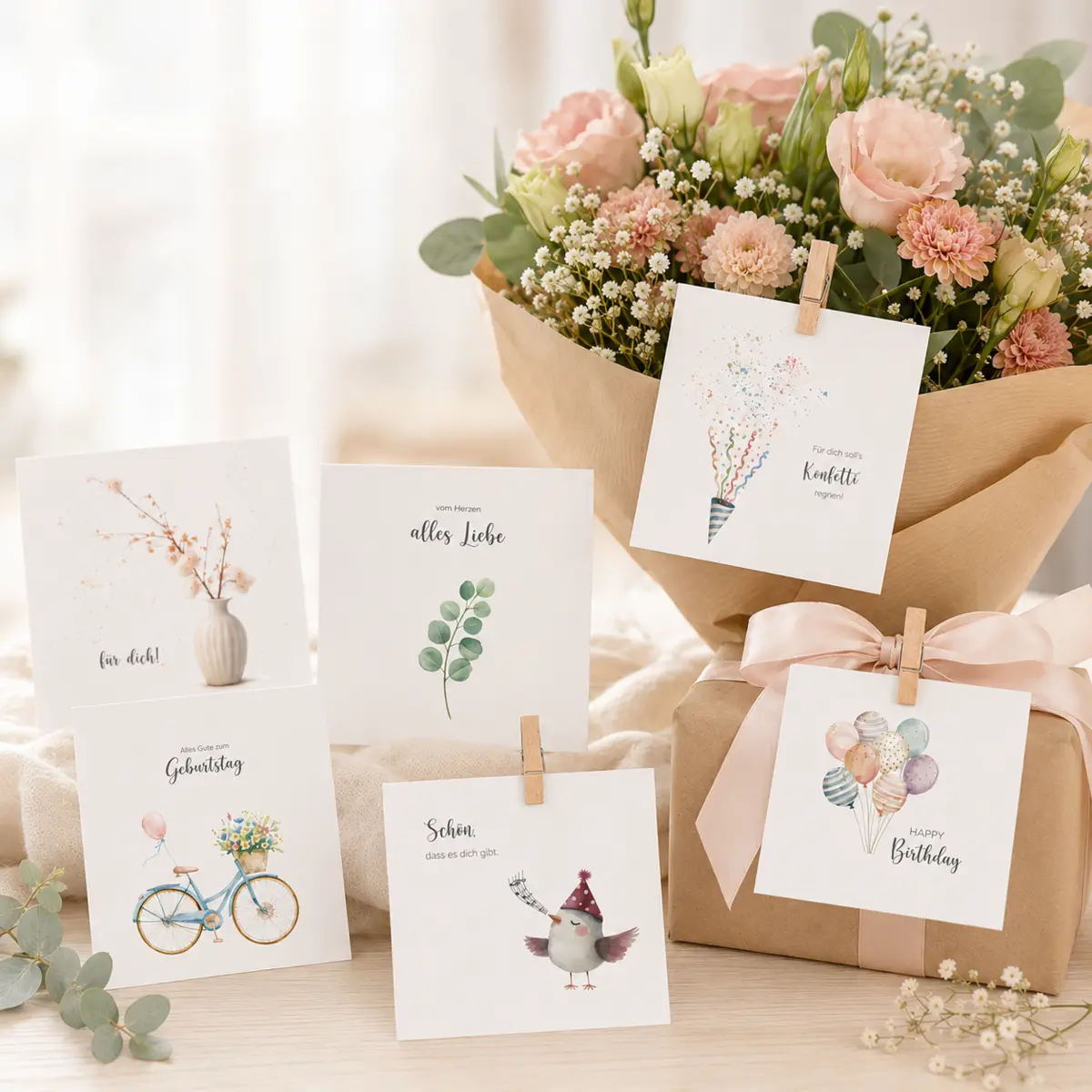WangsLICHT Grußkarten für Geschenke und Blumen