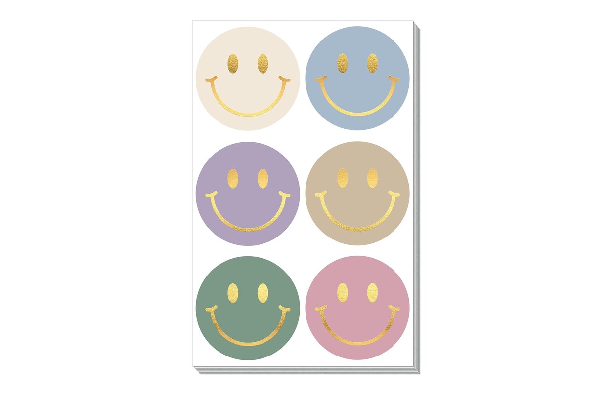 Smiley-Sticker mit Goldfolie